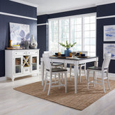 Allyson Park - 5 Piece Gathering Table Set - Wirebrushed White / Charcoal