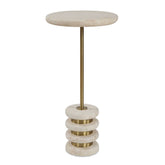 Adames - Travertine Drink Table - Brass / White