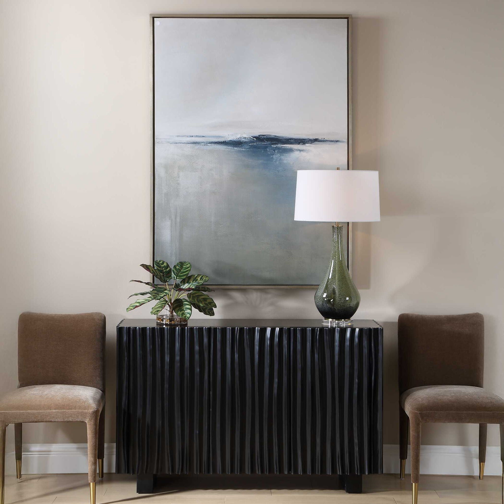 Above The Waterline - Abstract Painting - Blue / Gray / White