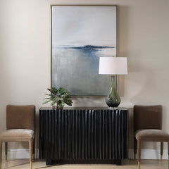 Above The Waterline - Abstract Painting - Blue / Gray / White