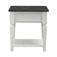 Allyson Park - Drawer End Table - Wirebrushed White / Charcoal