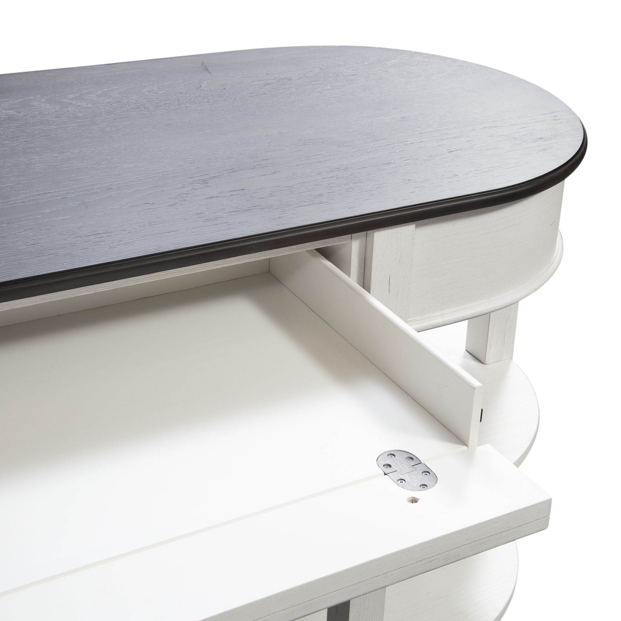 Allyson Park - L Shaped Desk With Hutch - Wirebrushed White / Charcoal