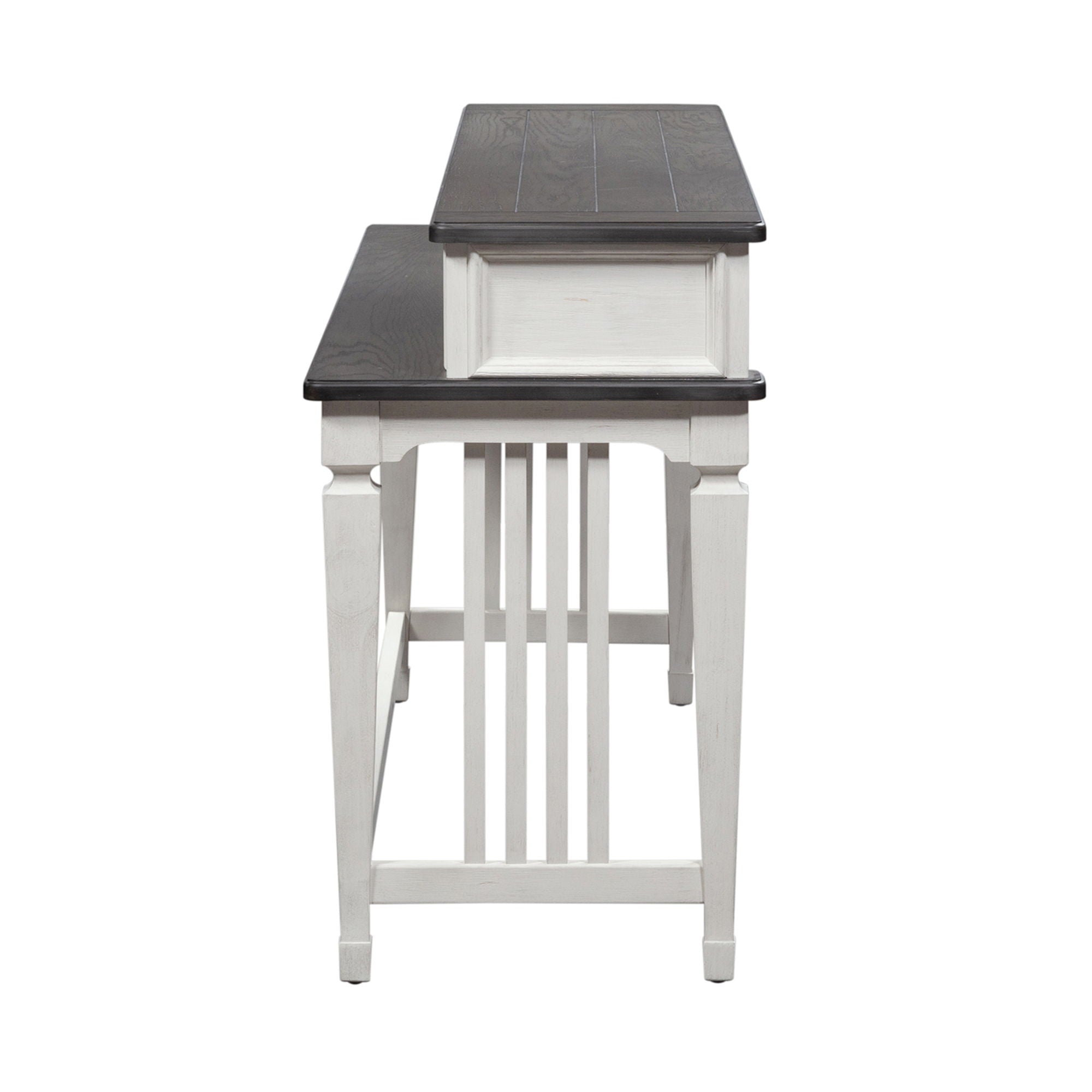 Allyson Park - Console Bar Table - Wirebrushed White / Charcoal