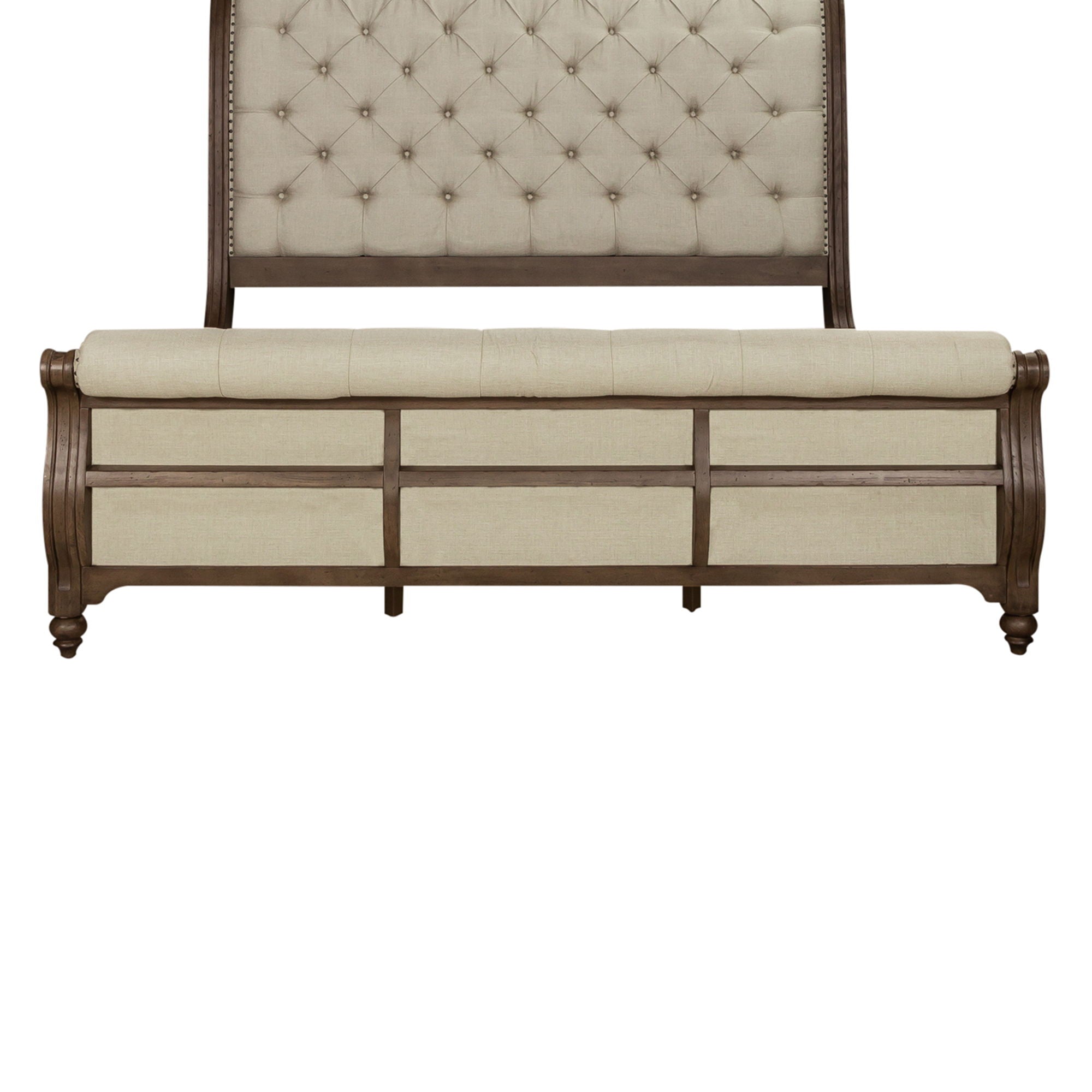 Americana Farmhouse - Queen Upholstered Sleigh Footboard - Dusty Taupe