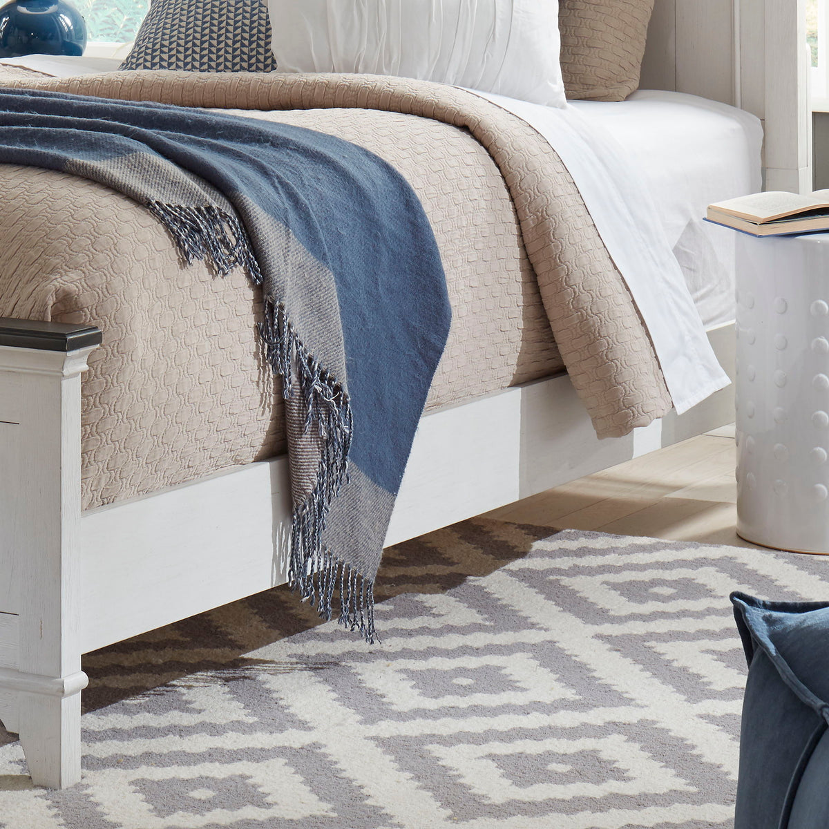 Allyson Park - Wood Panel Bed Rails - Wirebrushed White / Charcoal