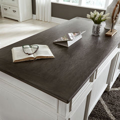 Allyson Park - Jr Executive Credenza Top - Wirebrushed White / Charcoal