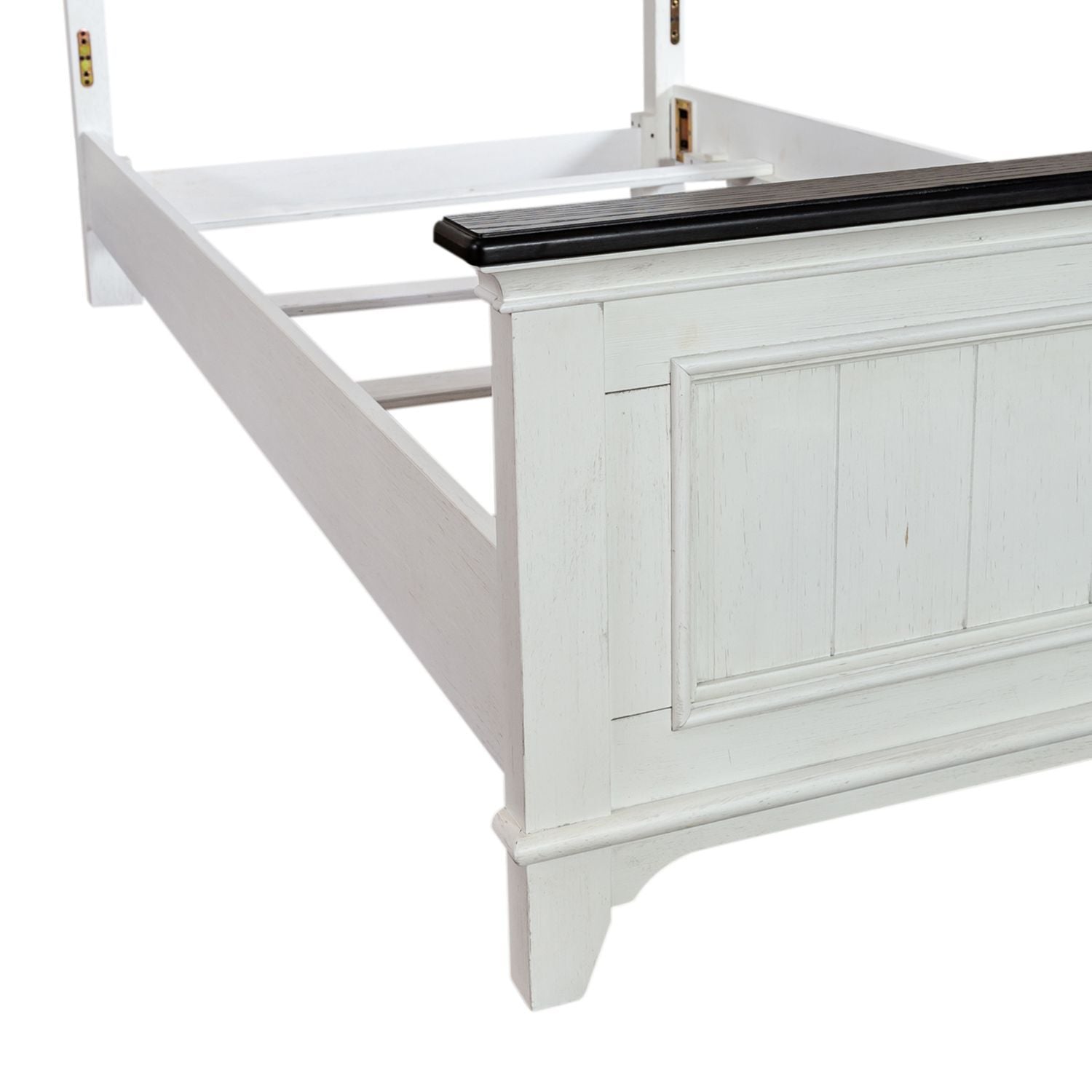 Allyson Park - Twin Panel Footboard - Wirebrushed White / Charcoal