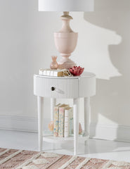 Adeline - Round Nightstand - Cloud White