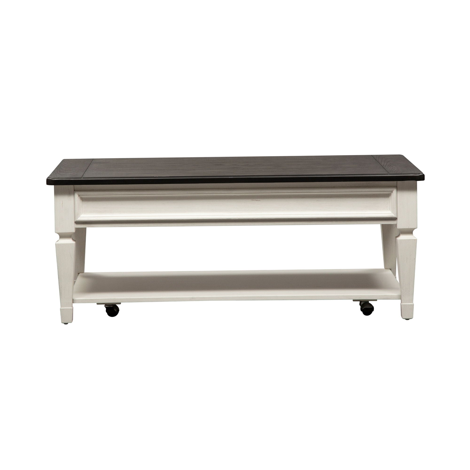 Allyson Park - Rectangular Cocktail Table - Wirebrushed White / Charcoal