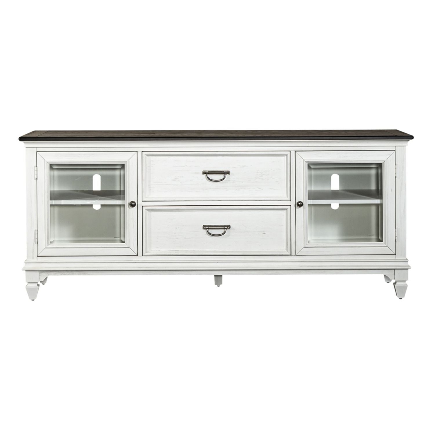 Allyson Park - Entertainment TV Stand - Wirebrushed White / Charcoal