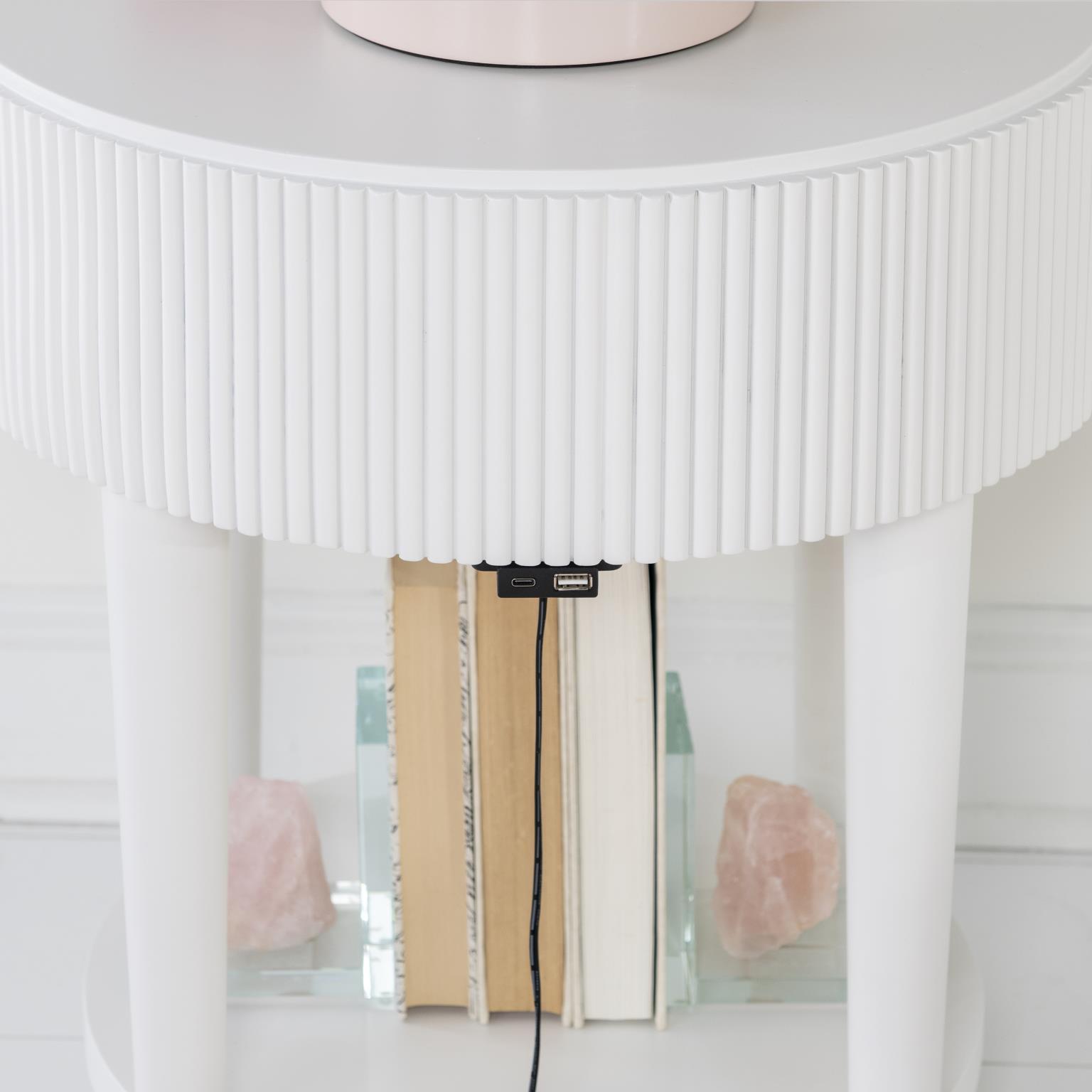 Adeline - Round Nightstand - Cloud White