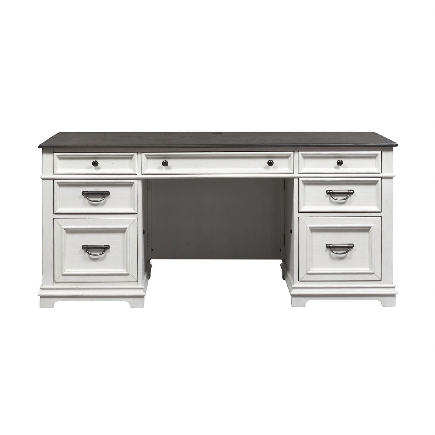 Allyson Park - Credenza - Wirebrushed White / Charcoal