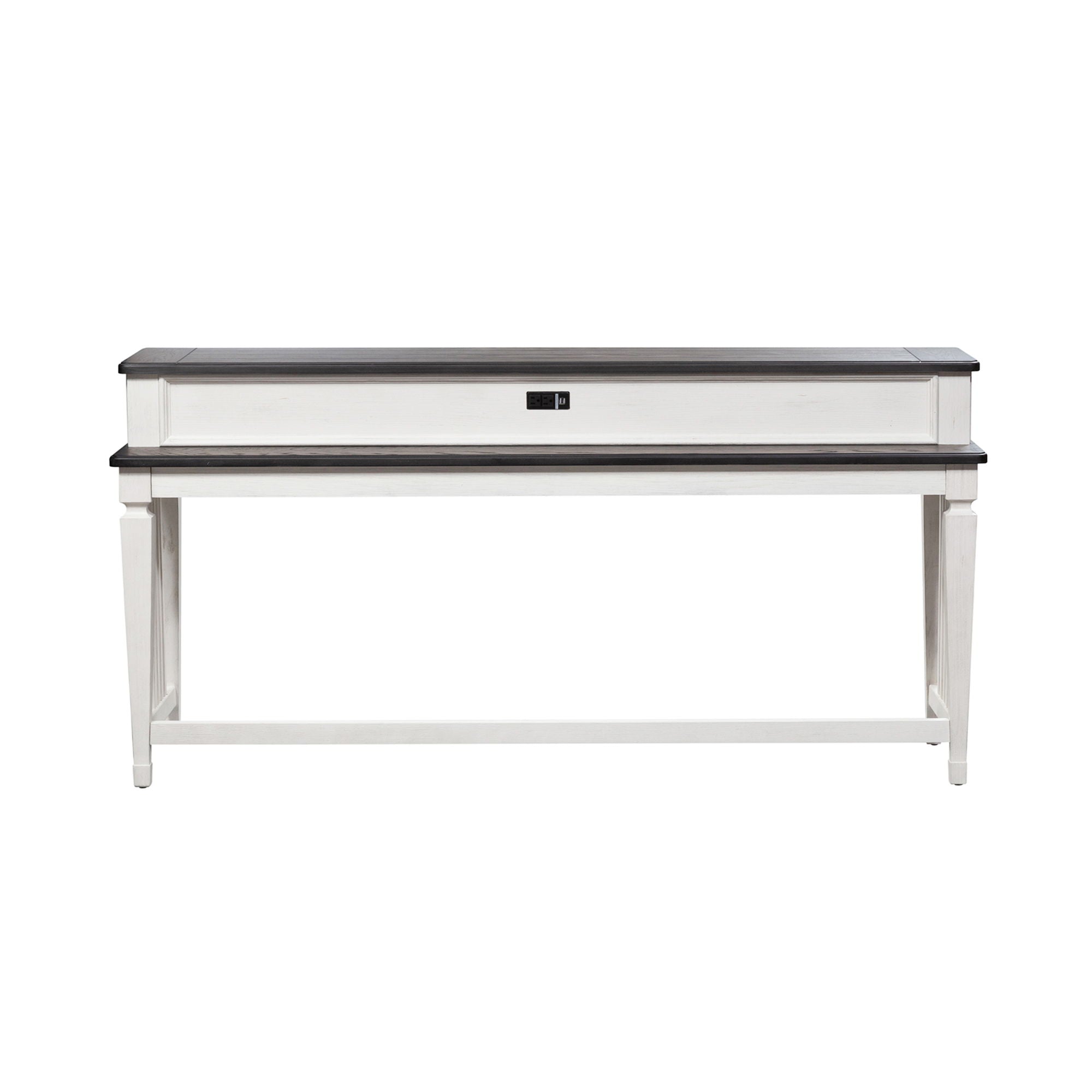 Allyson Park - Console Bar Table - Wirebrushed White / Charcoal