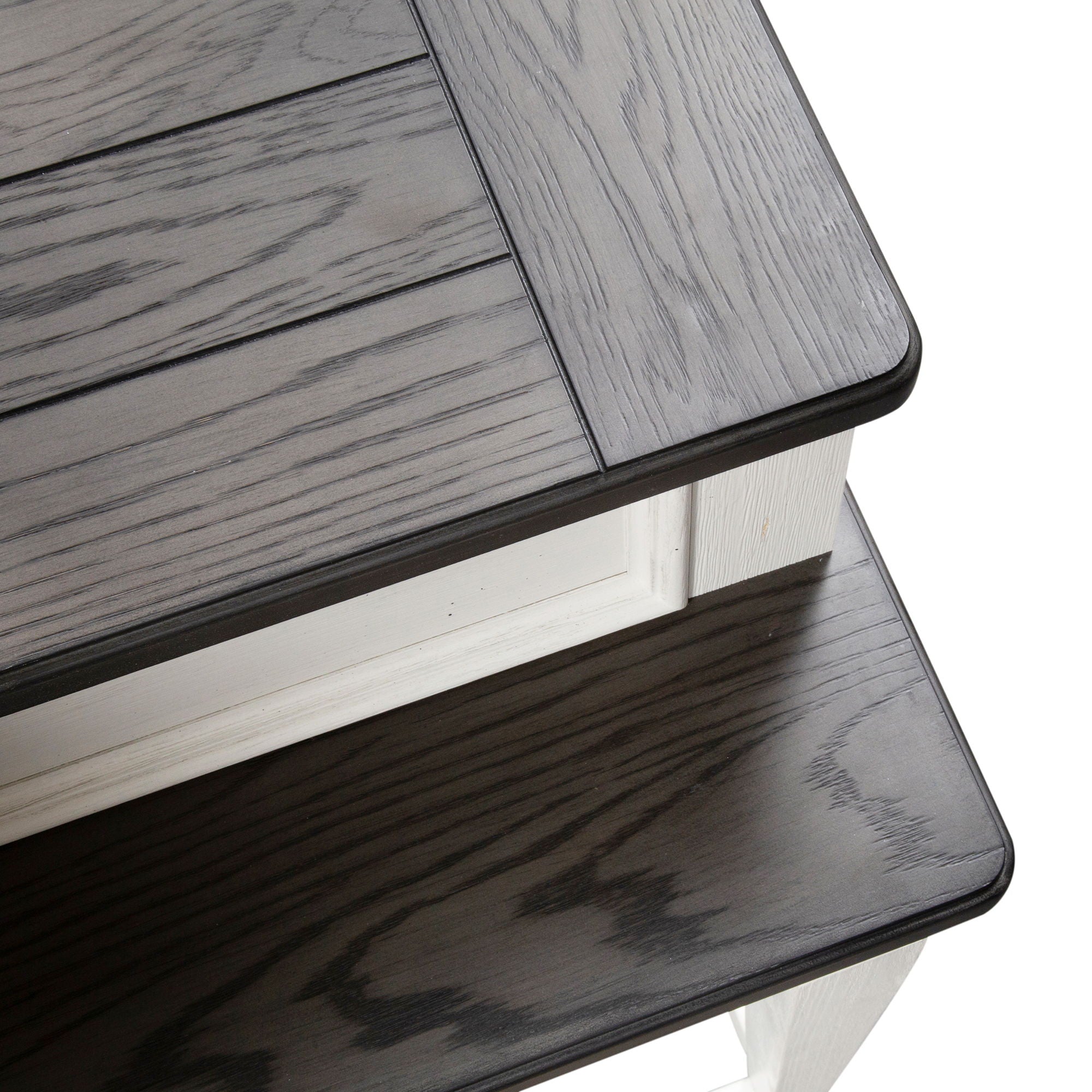 Allyson Park - Console Bar Table - Wirebrushed White / Charcoal
