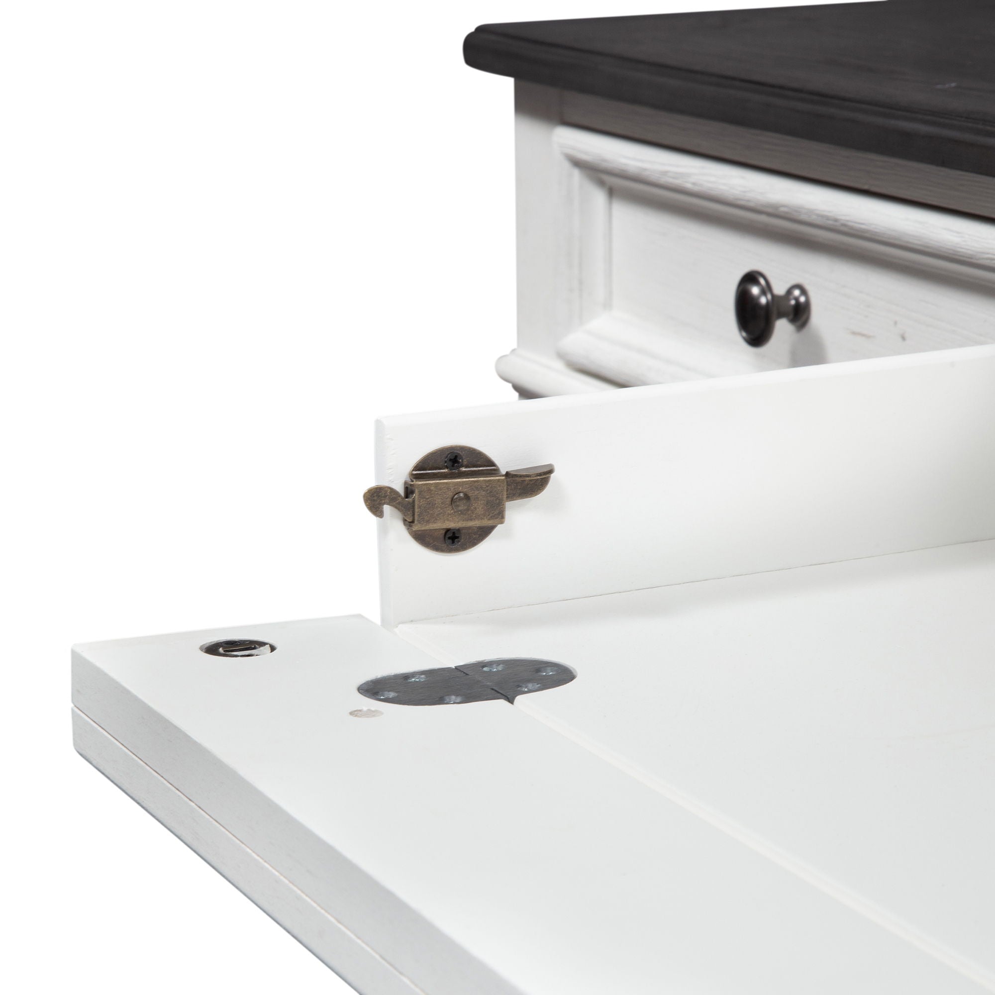 Allyson Park - Desk - Wirebrushed White / Charcoal