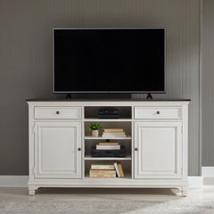 Allyson Park - 68" Highboy TV Console - Wirebrushed White / Charcoal