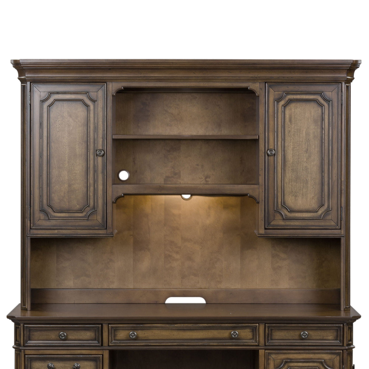 Amelia - Jr Executive Credenza Hutch - Antique Toffee