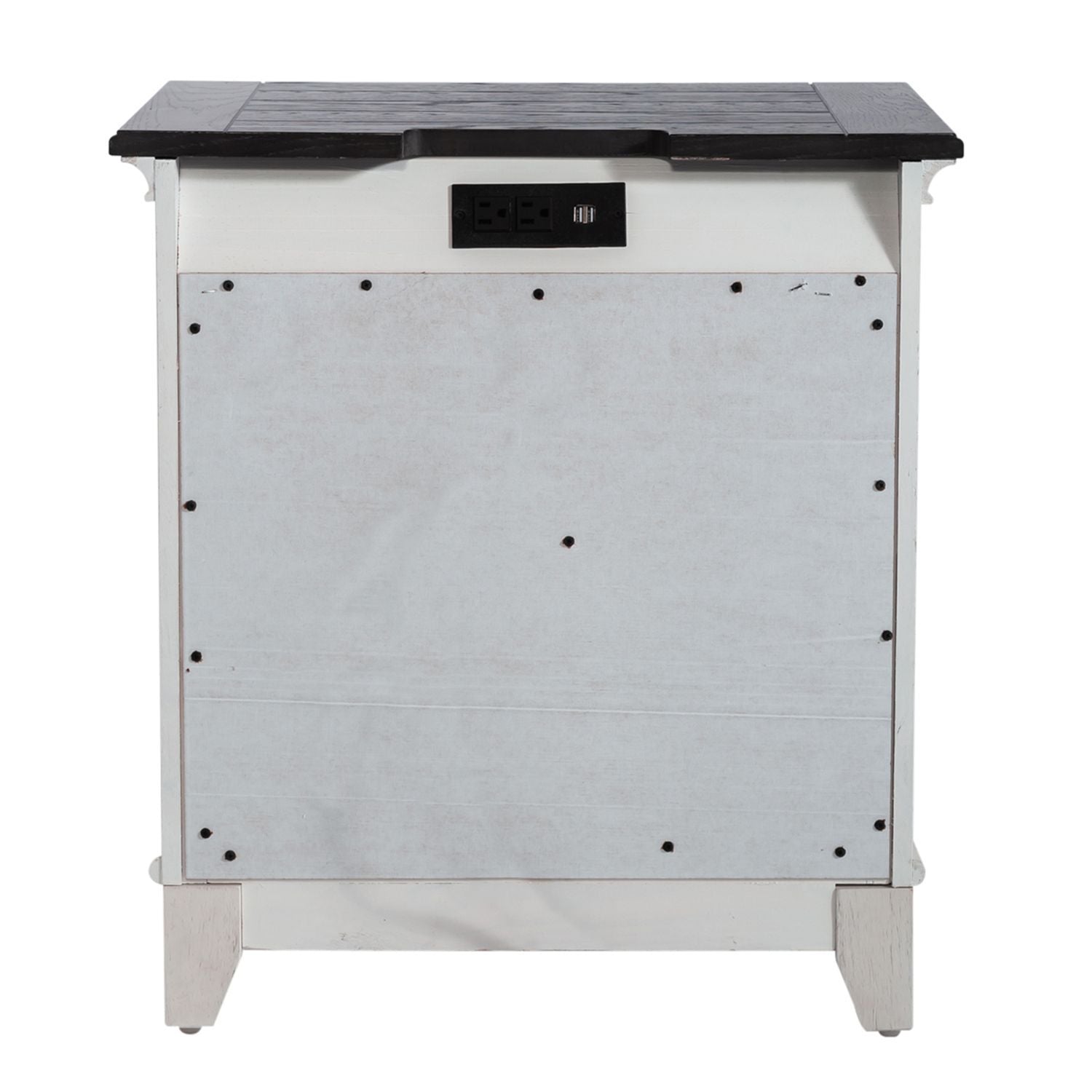 Allyson Park - 2 Drawer Nightstand With Charging Station - Wirebrushed White / Charcoal