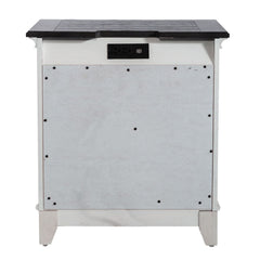 Allyson Park - 2 Drawer Nightstand With Charging Station - Wirebrushed White / Charcoal