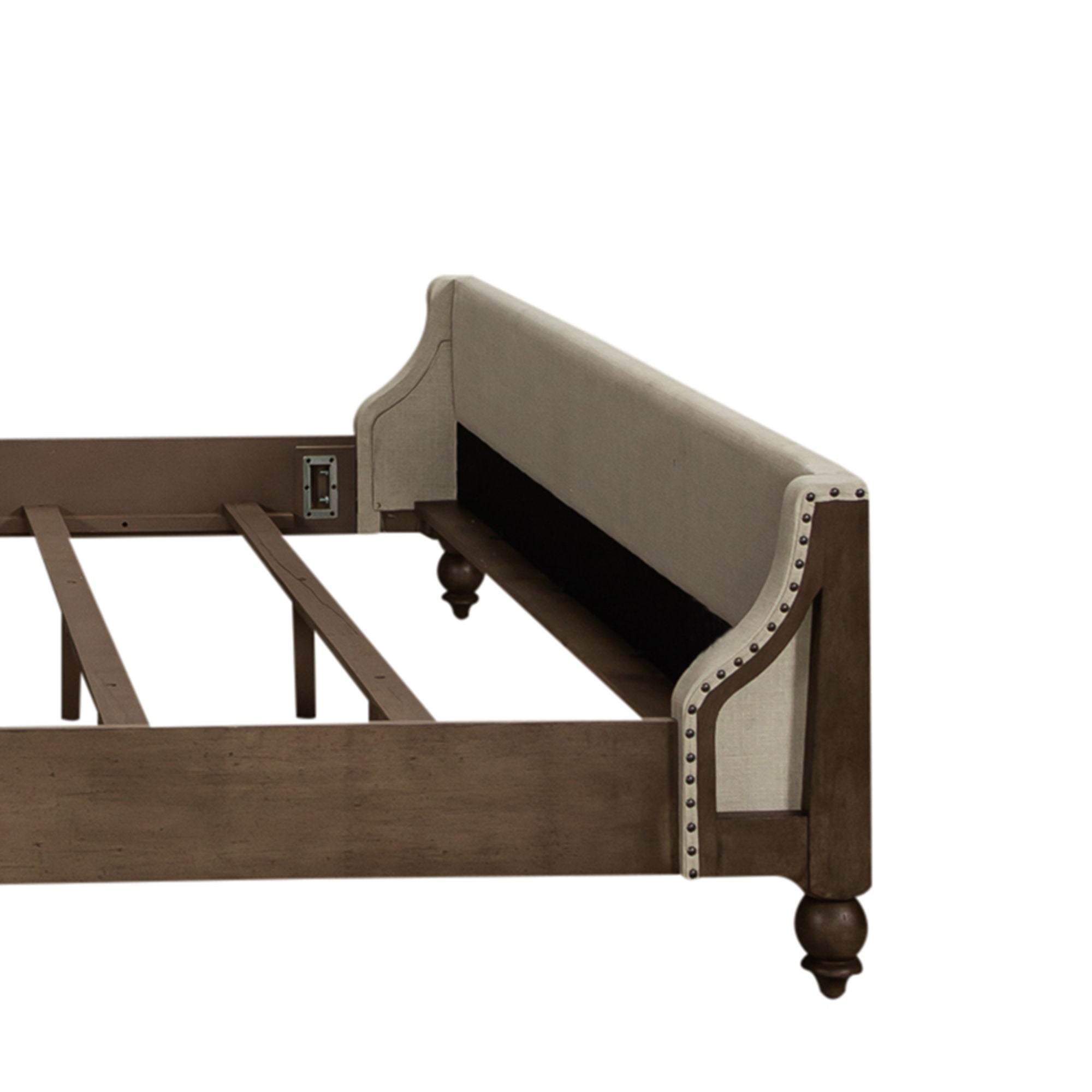 Americana Farmhouse - Queen Upholstered Shelter Footboard - Dusty Taupe