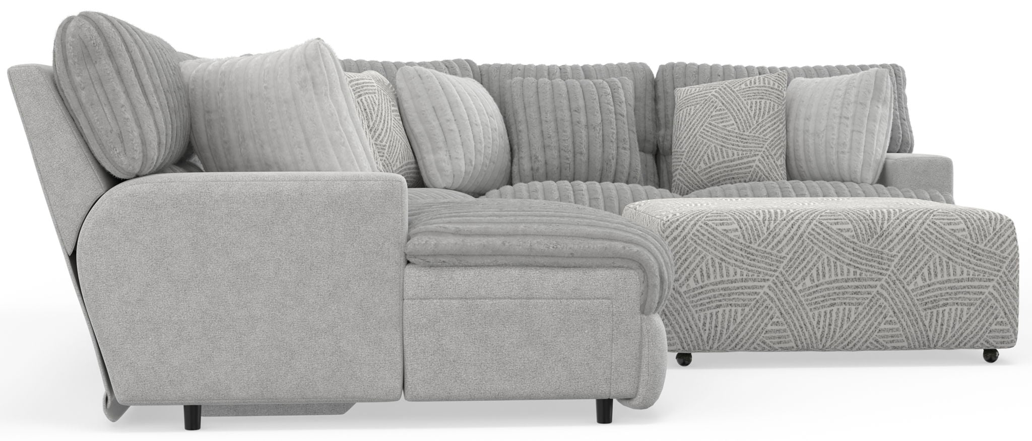 Abraxas - 6 Piece Power Reclining Sectional With Lay-Back Chaise, 2 Reclining Seats, And Included Cocktail Ottoman (LSF Chaise) - Moonstruck