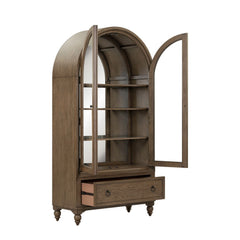 Americana Farmhouse - Arched Display Cabinet - Dusty Taupe