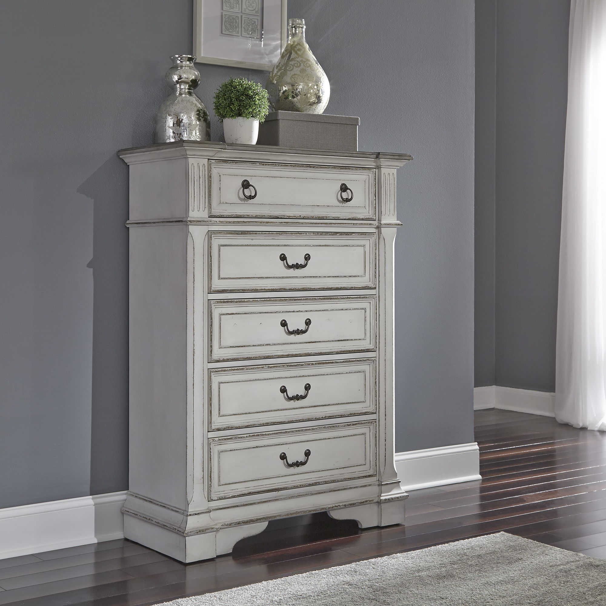 Abbey Park - 5 Drawer Chest - Antique White