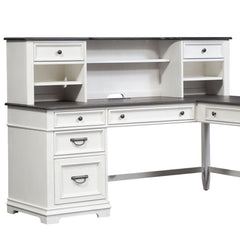 Allyson Park - L Writing Desk Base - Wirebrushed White / Charcoal