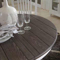 Allyson Park - Single Pedestal Table Top - Wirebrushed White / Charcoal