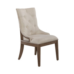Americana Farmhouse - 5 Piece Pedestal Table Set (Upholstered Shelter Side Chairs) - Dusty Taupe