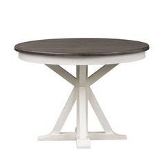 Allyson Park - Single Pedestal Table Top - Wirebrushed White / Charcoal