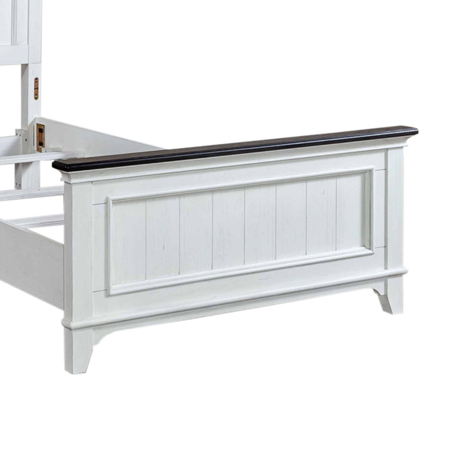 Allyson Park - Twin Panel Footboard - Wirebrushed White / Charcoal