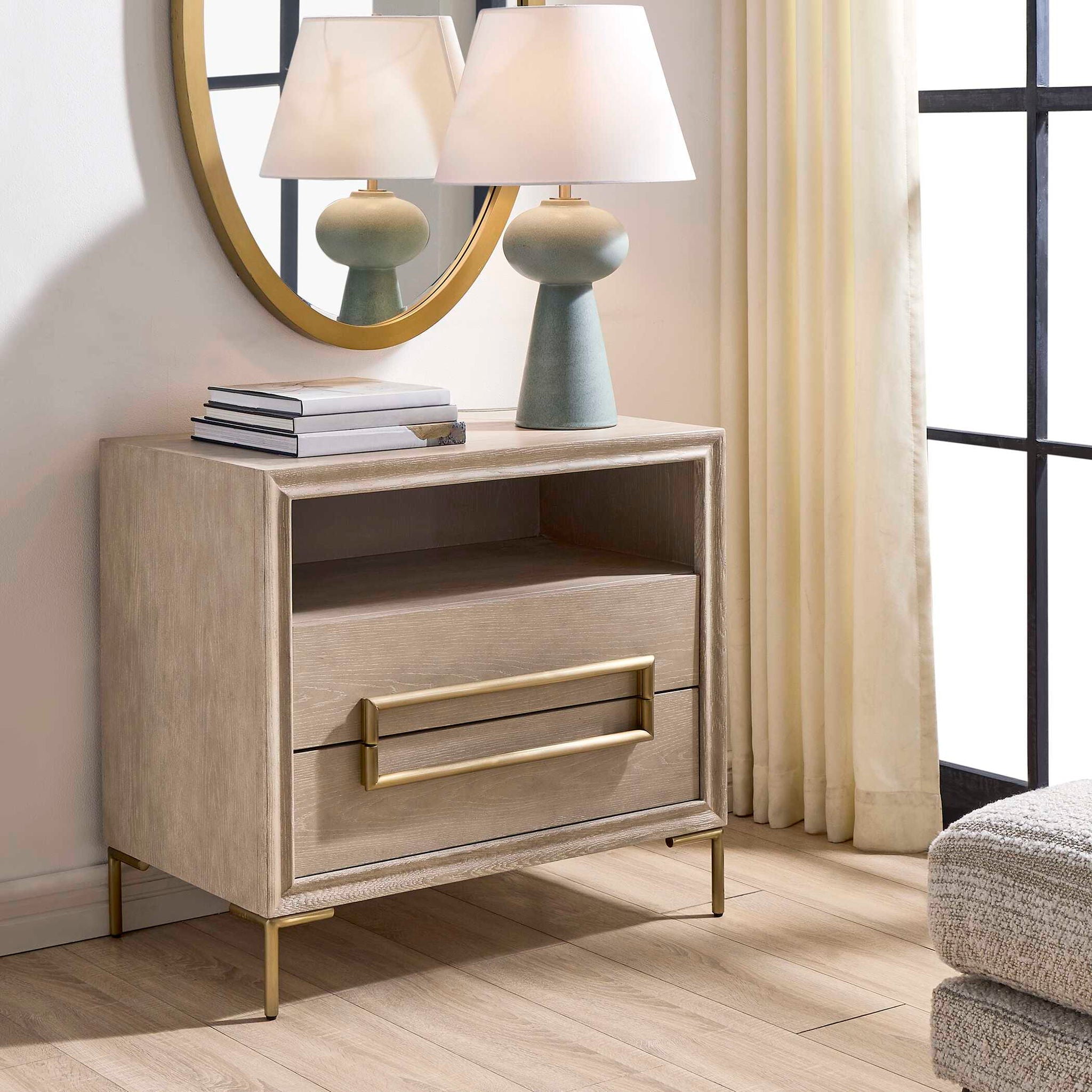 Alessia - Modern Side Table - Light Oak