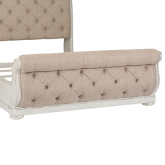 Abbey Park - Queen Upholstered Sleigh Footboard - Antique White