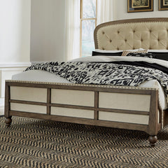 Americana Farmhouse - Queen Upholstered Shelter Footboard - Dusty Taupe
