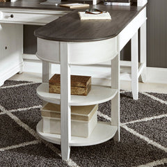 Allyson Park - L Writing Desk Base - Wirebrushed White / Charcoal