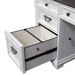 Allyson Park - Optional L Shaped Desk Set - Wirebrushed White / Charcoal