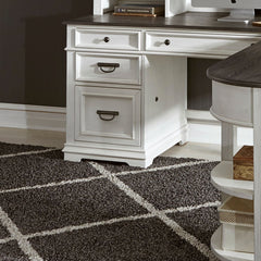 Allyson Park - L Writing Desk Base - Wirebrushed White / Charcoal