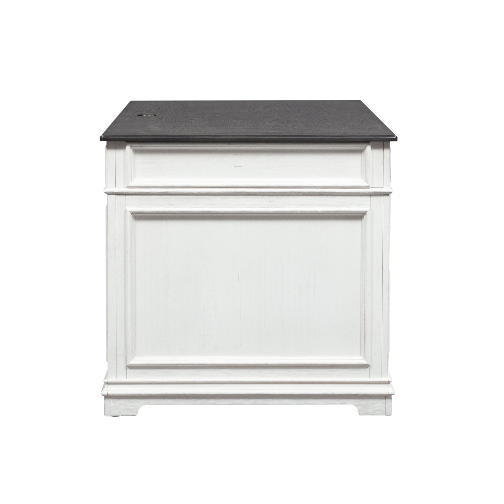 Allyson Park - Jr Executive Desk Base - Wirebrushed White / Charcoal