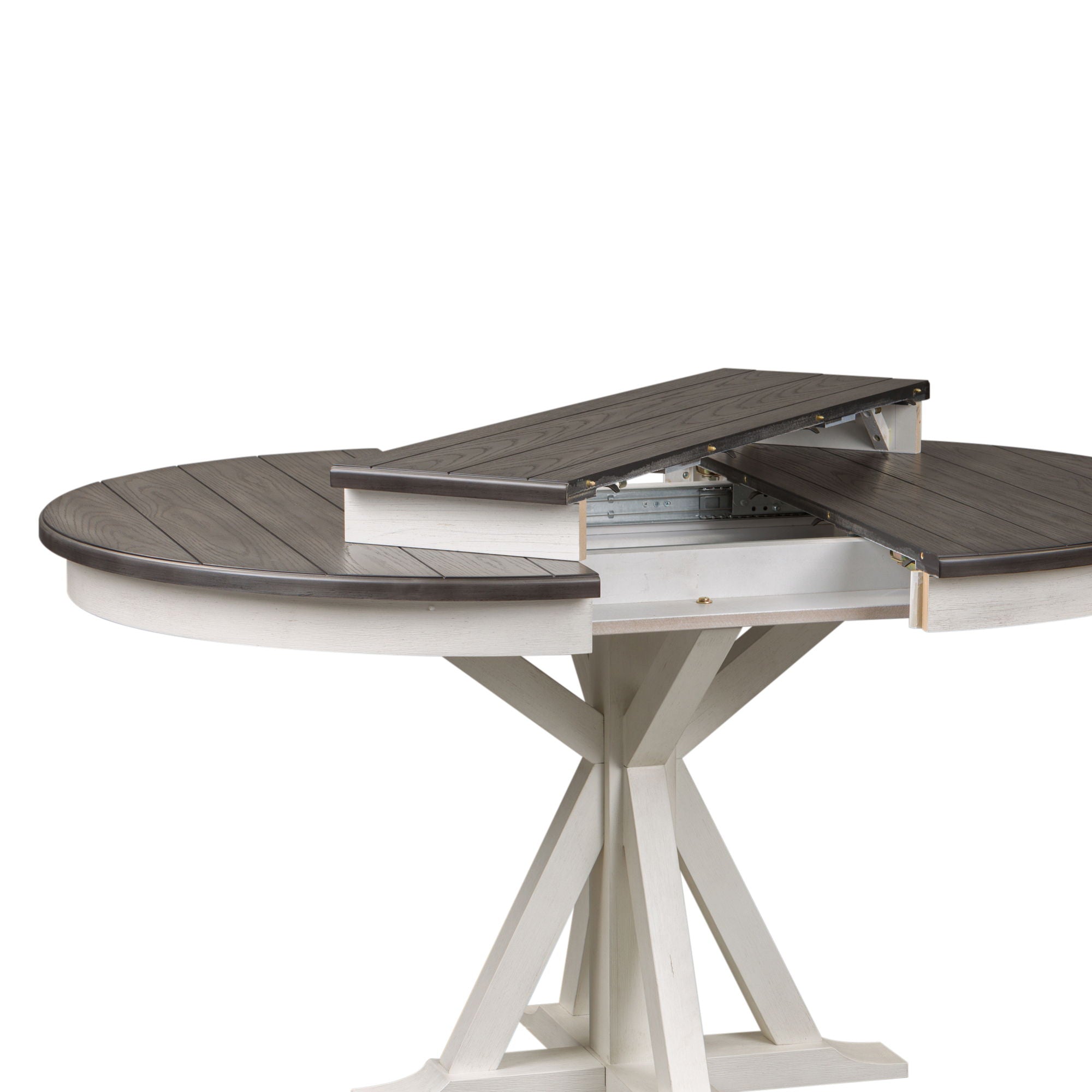 Allyson Park - Single Pedestal Table Top - Wirebrushed White / Charcoal