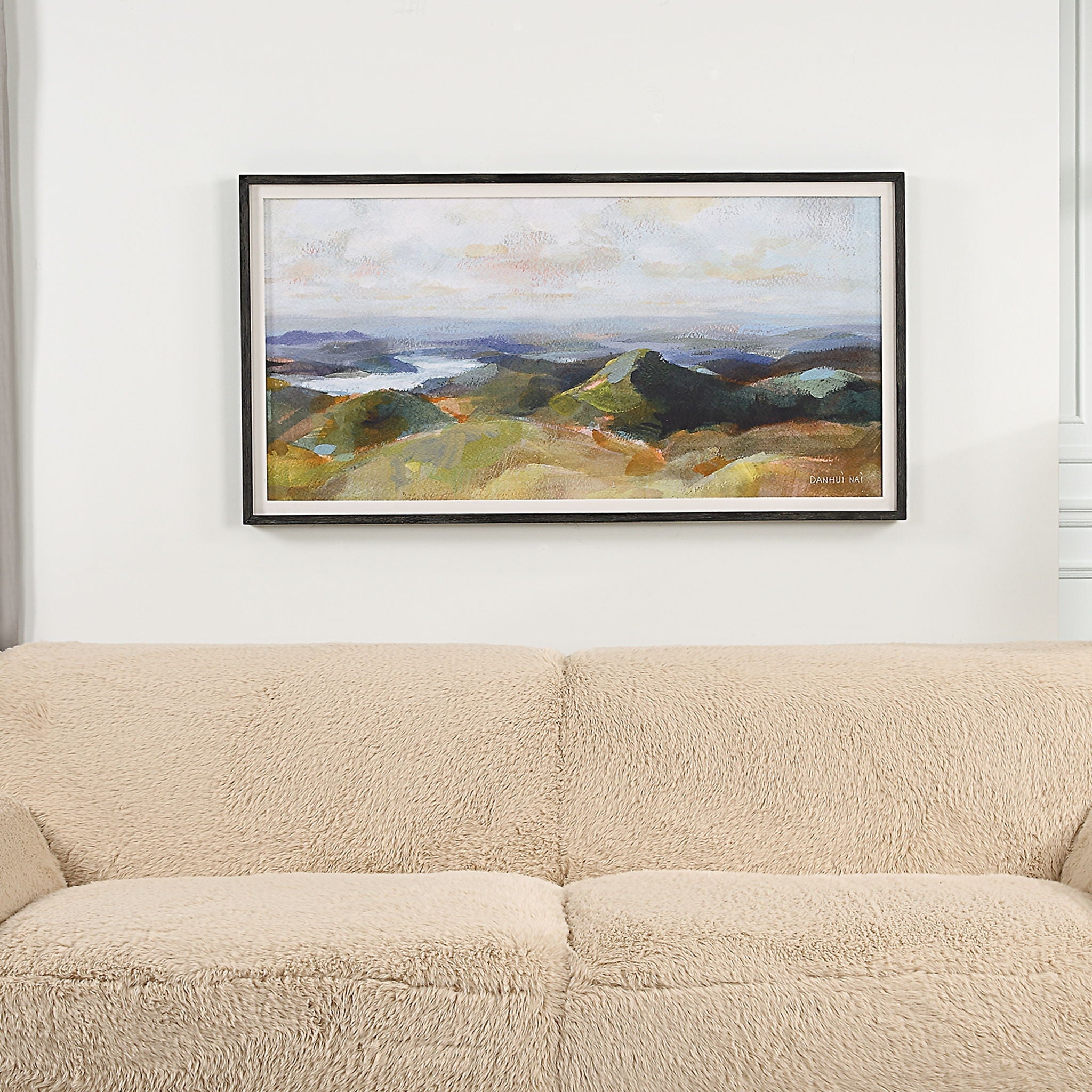 Above The Lakes - Framed Landscape Print - Gray