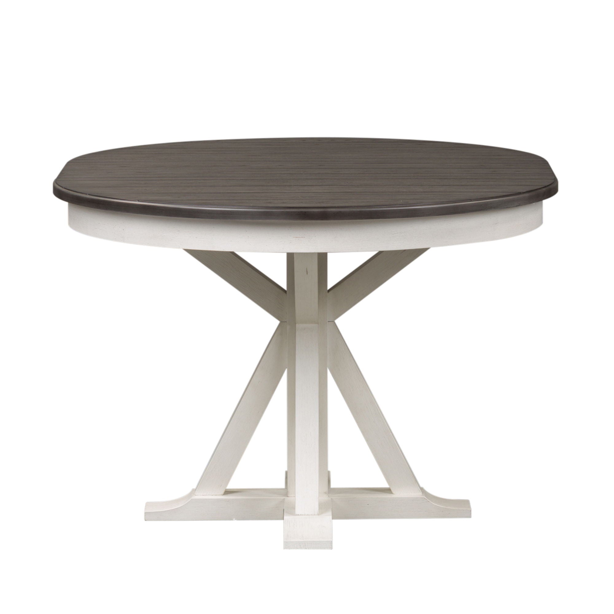 Allyson Park - Single Pedestal Table Top - Wirebrushed White / Charcoal