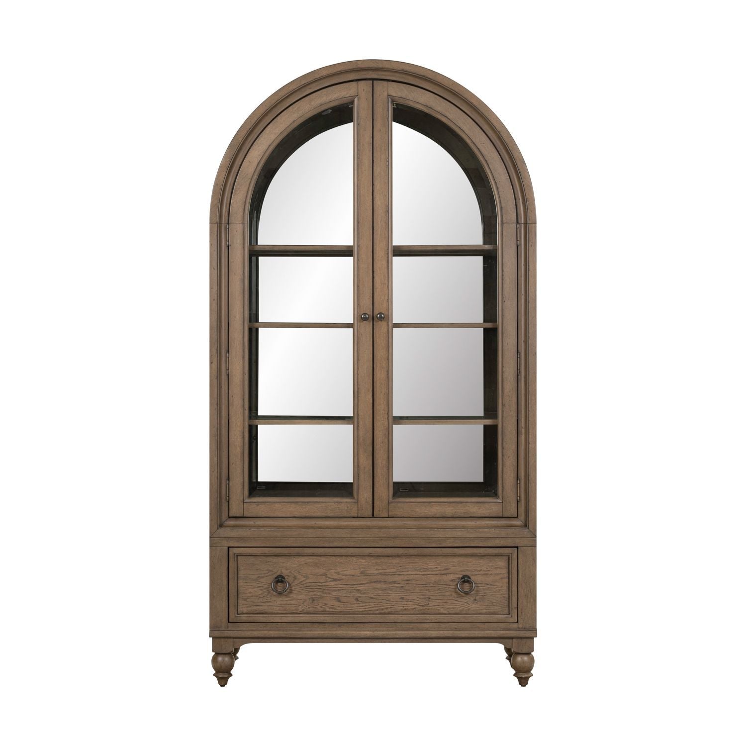 Americana Farmhouse - Arched Display Cabinet - Dusty Taupe