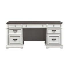 Allyson Park - Jr Executive Desk Base - Wirebrushed White / Charcoal