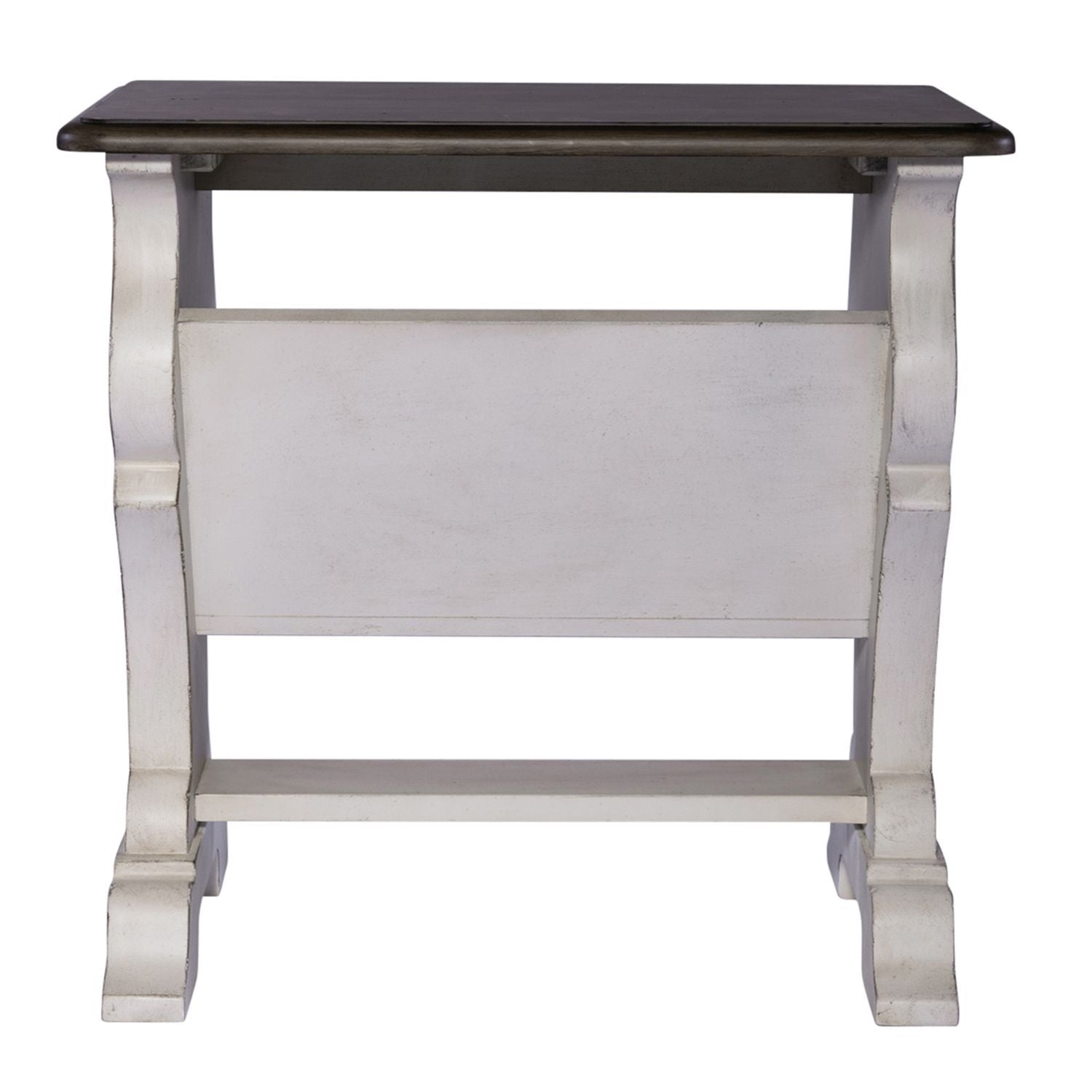 Abbey Road - Library Chair Side Table - Porcelain White / Churchill Brown