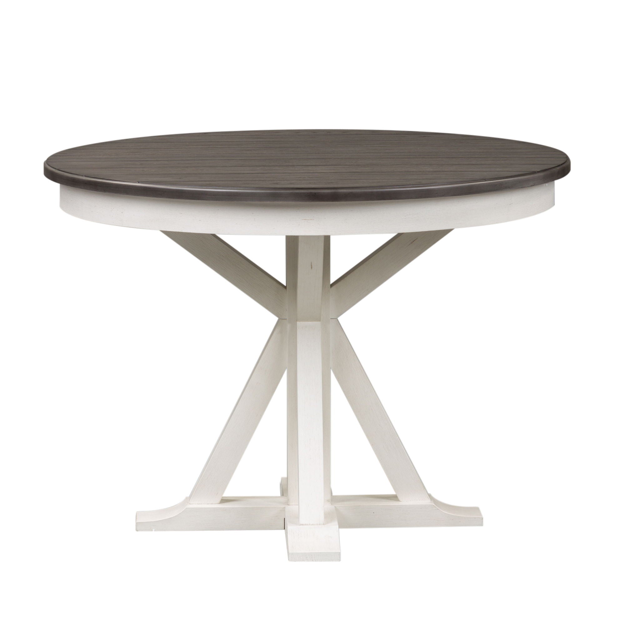 Allyson Park - Single Pedestal Table Base - Wirebrushed White / Charcoal