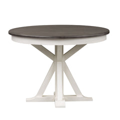Allyson Park - Single Pedestal Table Base - Wirebrushed White / Charcoal