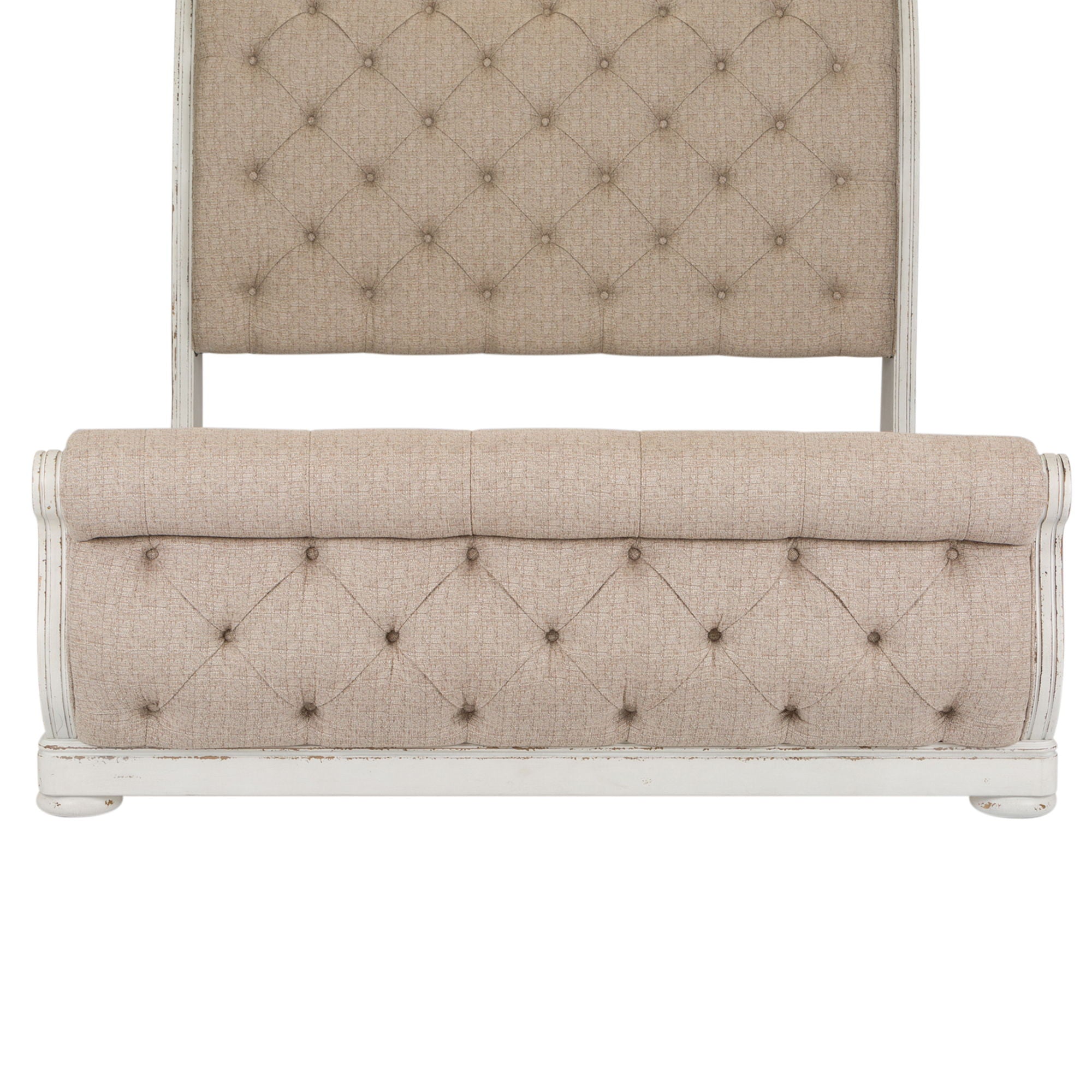 Abbey Park - Queen Upholstered Sleigh Footboard - Antique White