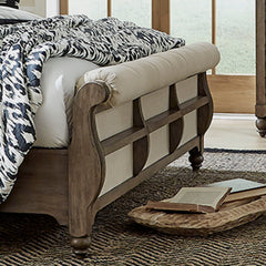Americana Farmhouse - King Upholstered Sleigh Footboard - Dusty Taupe