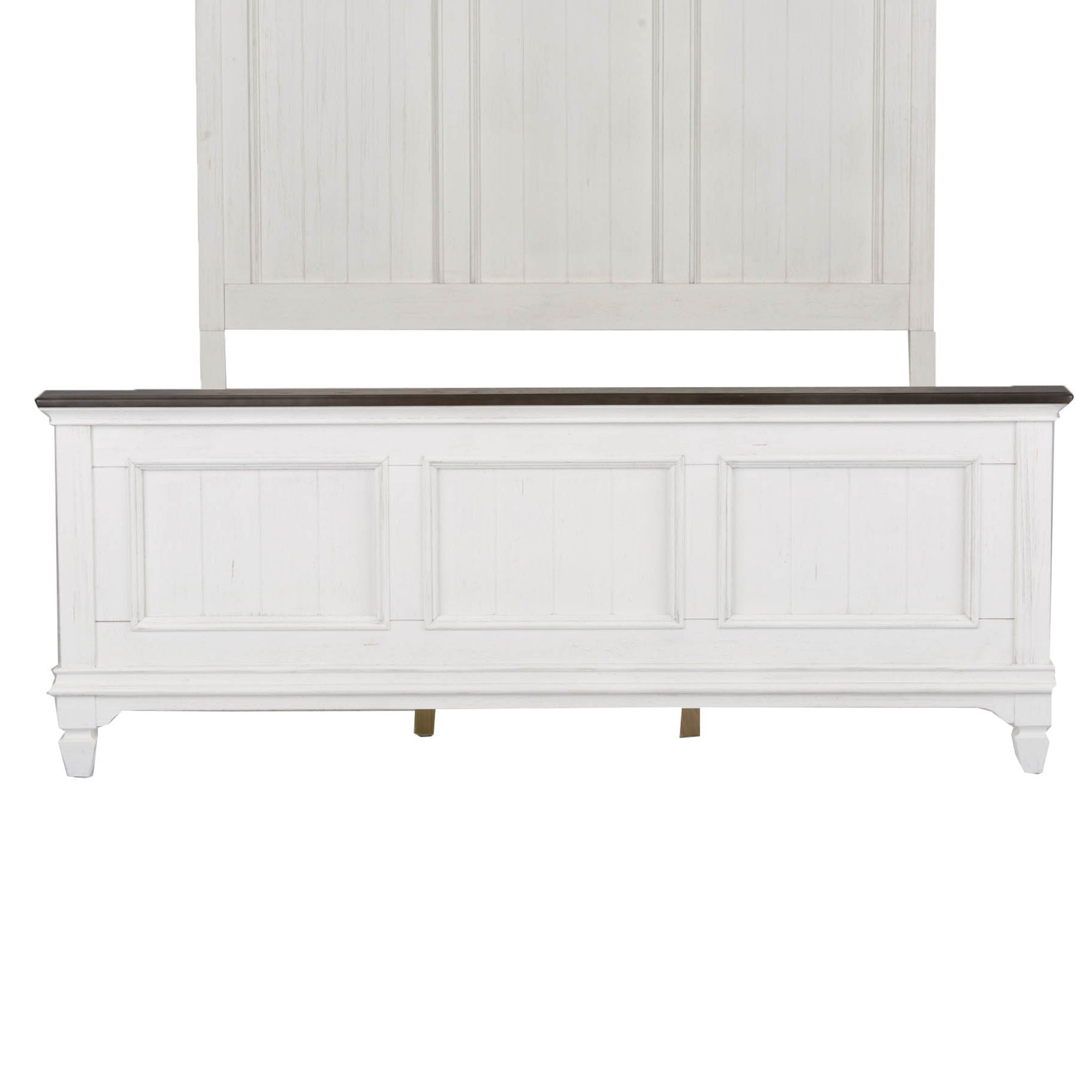 Allyson Park - Queen Panel Footboard - Wirebrushed White / Charcoal